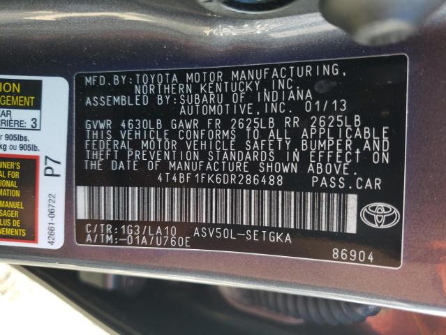 Photo 10 from auction – 2013 TOYOTA CAMRY L with VIN 4T4BF1FK6DR286488