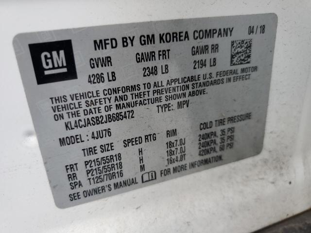 Photo 10 from auction – 2018 BUICK ENCORE PRE with VIN KL4CJASB2JB685472