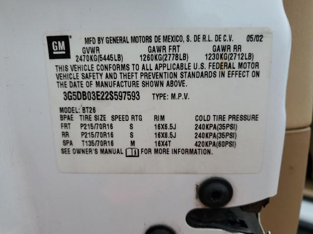 Photo 10 from auction – 2002 BUICK RENDEZVOUS with VIN 3G5DB03E22S597593
