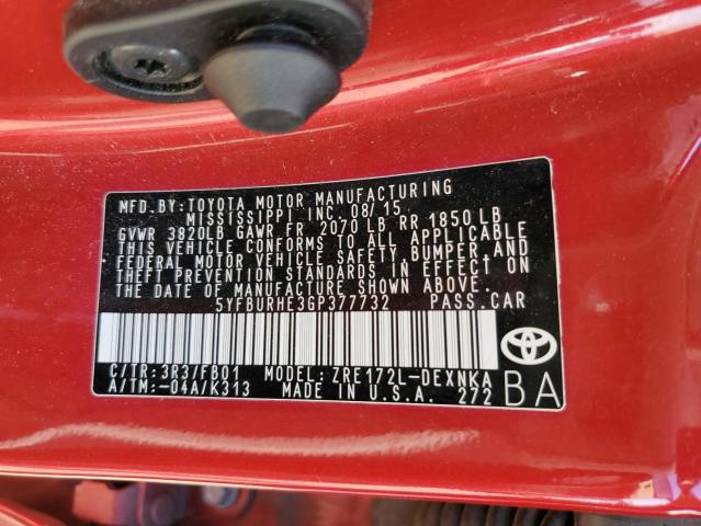 Photo 10 from auction – 2016 TOYOTA COROLLA L with VIN 5YFBURHE3GP377732