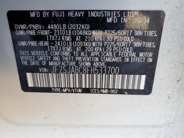 Photo 10 from auction – 2015 SUBARU FORESTER 2 with VIN JF2SJABC8FH533700