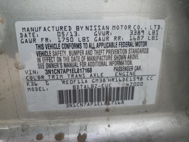 Photo 10 from auction – 2014 NISSAN VERSA S/S with VIN 3N1CN7AP1EL817168