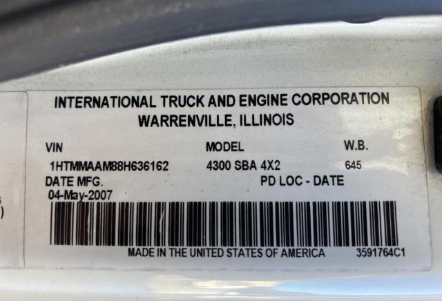Photo 10 from auction – 2008 INTERNATIONAL 4000 4300 with VIN 1HTMMAAM88H636162