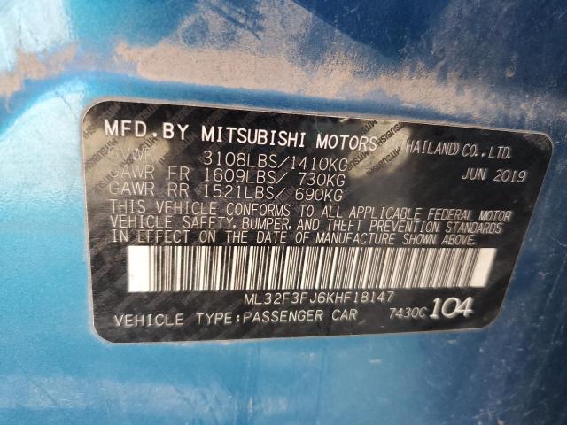 Photo 10 from auction – 2019 MITSUBISHI MIRAGE G4 with VIN ML32F3FJ6KHF18147