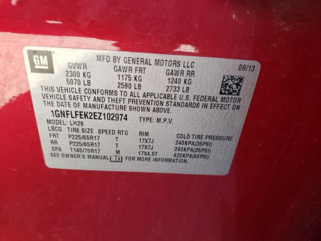 Photo 10 from auction – 2014 CHEVROLET EQUINOX LT with VIN 1GNFLFEK2EZ102974