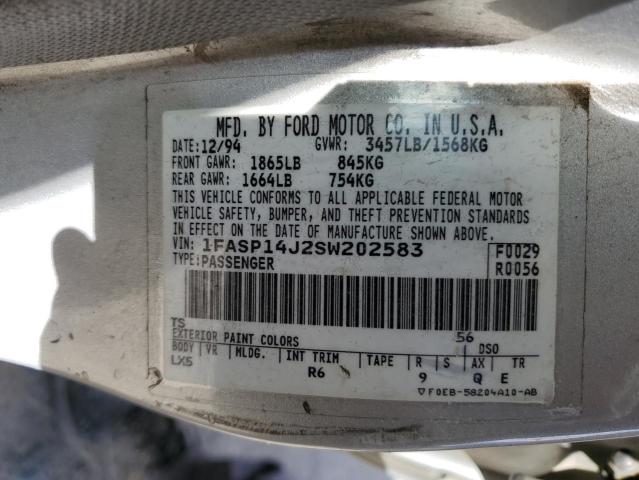 Photo 10 from auction – 1995 FORD ESCORT LX with VIN 1FASP14J2SW202583