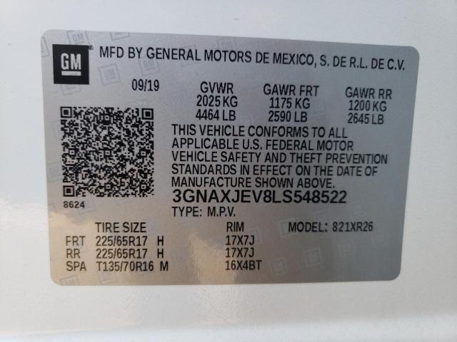 Photo 10 from auction – 2020 CHEVROLET EQUINOX LT with VIN 3GNAXJEV8LS548522