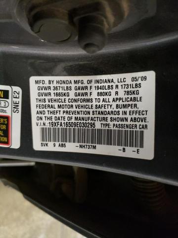 Photo 10 from auction – 2009 HONDA CIVIC LX with VIN 19XFA16509E030295