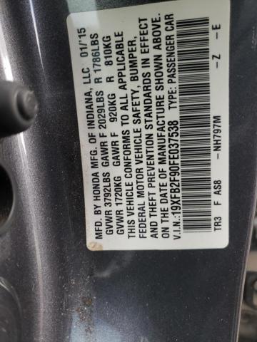 Photo 10 from auction – 2015 HONDA CIVIC EXL with VIN 19XFB2F90FE037538