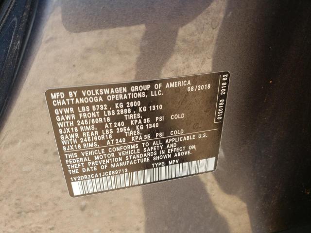 Photo 10 from auction – 2018 VOLKSWAGEN ATLAS SE with VIN 1V2DR2CA1JC589713