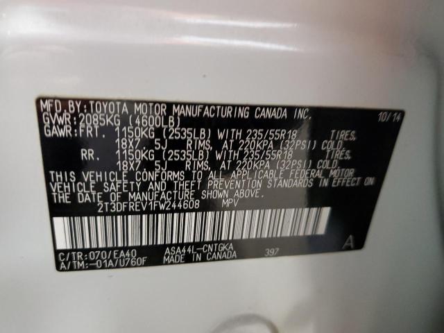 Photo 10 from auction – 2015 TOYOTA RAV4 LIMIT with VIN 2T3DFREV1FW244608