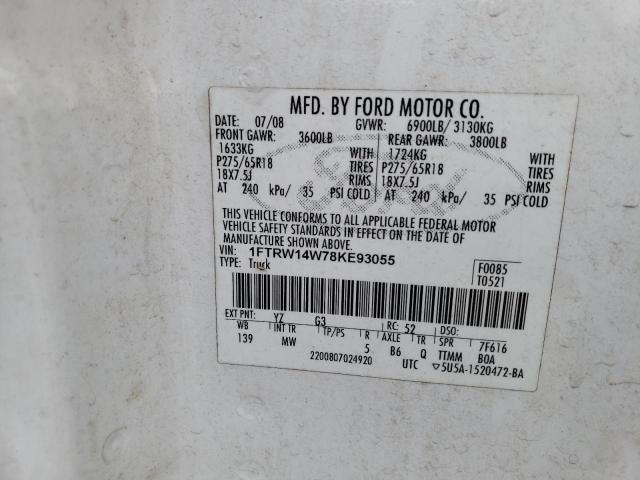 Photo 10 from auction – 2008 FORD F150 SUPER with VIN 1FTRW14W78KE93055