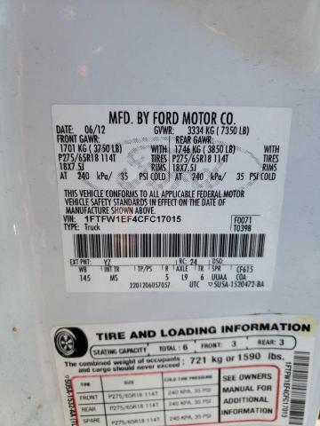 Photo 10 from auction – 2012 FORD F150 SUPER with VIN 1FTFW1EF4CFC17015