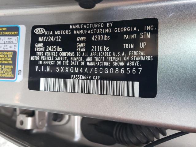 Photo 10 from auction – 2012 KIA OPTIMA LX with VIN 5XXGM4A76CG086567