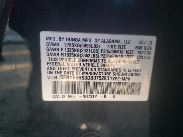 Photo 10 from auction – 2013 HONDA PILOT TOUR with VIN 5FNYF4H93DB075293