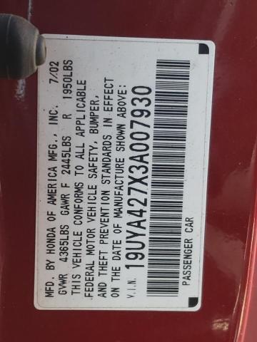 Photo 10 from auction – 2003 ACURA 3.2CL TYPE with VIN 19UYA427X3A007930