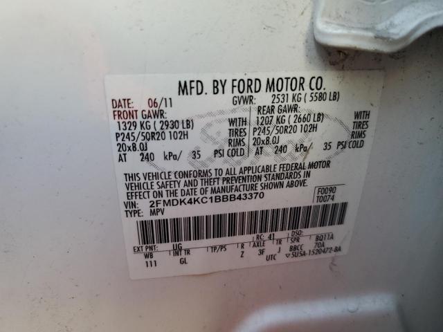 Photo 10 from auction – 2011 FORD EDGE LIMIT with VIN 2FMDK4KC1BBB43370