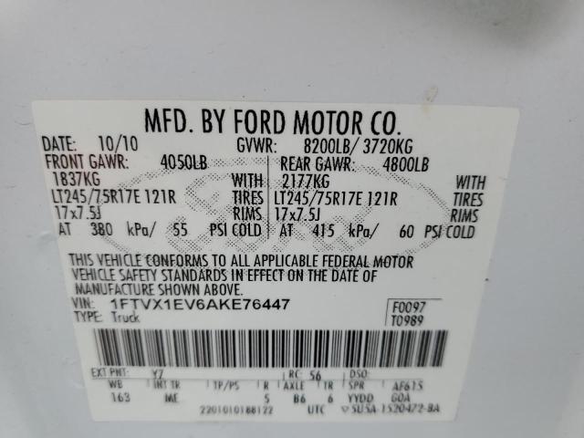 Photo 10 from auction – 2010 FORD F150 SUPER with VIN 1FTVX1EV6AKE76447