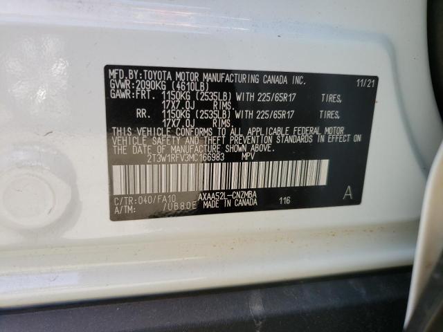 Photo 10 from auction – 2021 TOYOTA RAV4 XLE with VIN 2T3W1RFV3MC166983