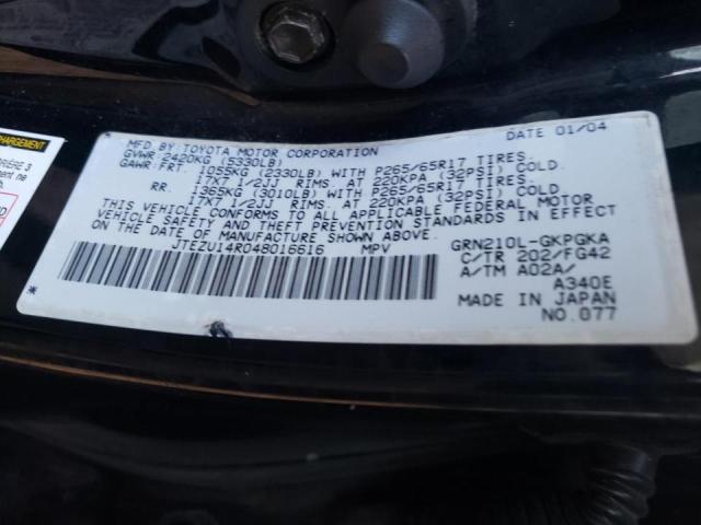 Photo 10 from auction – 2004 TOYOTA 4RUNNER SR with VIN JTEZU14R048016616
