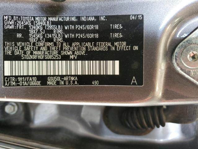 Photo 10 from auction – 2015 TOYOTA HIGHLANDER with VIN 5TDZKRFH0FS085253