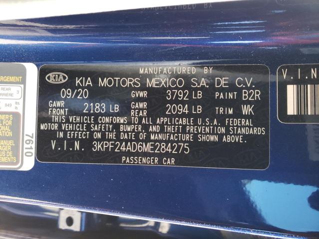 Photo 10 from auction – 2021 KIA FORTE FE with VIN 3KPF24AD6ME284275
