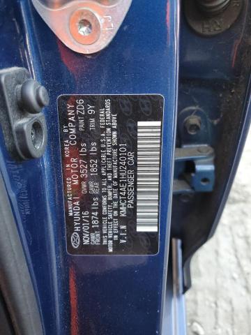 Photo 10 from auction – 2017 HYUNDAI ACCENT SE with VIN KMHCT4AE1HU240101