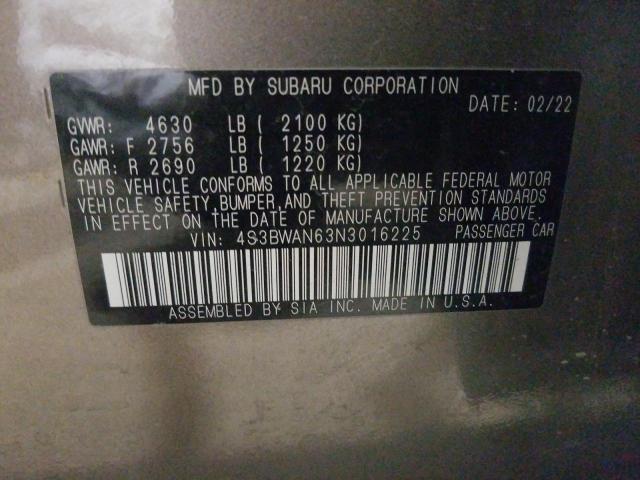 Photo 10 from auction – 2022 SUBARU LEGACY LIM with VIN 4S3BWAN63N3016225