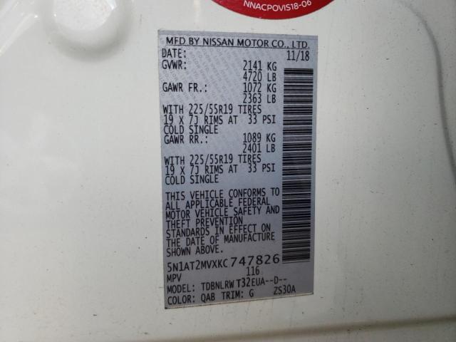 Photo 10 from auction – 2019 NISSAN ROGUE S with VIN 5N1AT2MVXKC747826