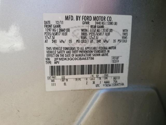 Photo 10 from auction – 2012 FORD EDGE SE with VIN 2FMDK3GC0CBA63756