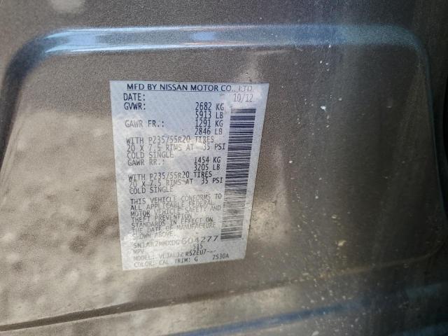 Photo 10 from auction – 2013 NISSAN PATHFINDER with VIN 5N1AR2MNXDC604277