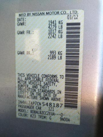 Photo 10 from auction – 2012 NISSAN ALTIMA BAS with VIN 1N4AL2AP7CN548187