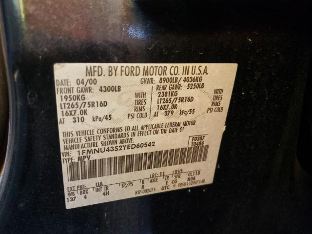 Photo 10 from auction – 2000 FORD EXCURSION with VIN 1FMNU43S2YED60542