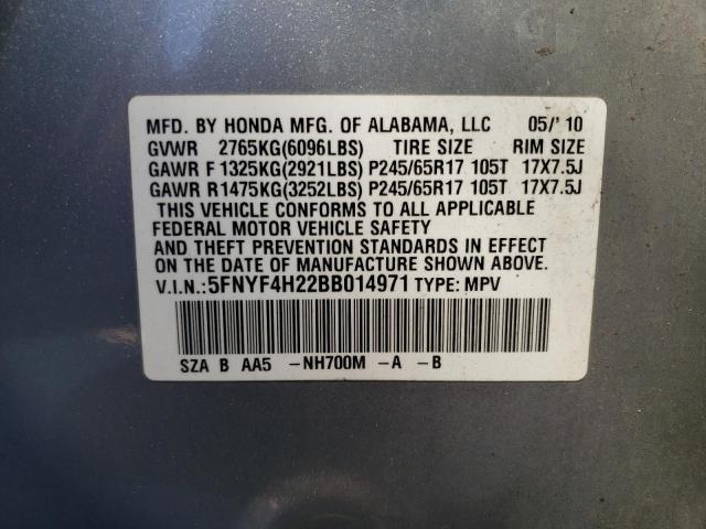 Photo 10 from auction – 2011 HONDA PILOT LX with VIN 5FNYF4H22BB014971