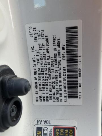 Photo 10 from auction – 2015 HONDA CR-V EXL with VIN 5J6RM3H77FL026594