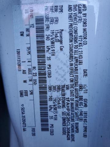 Photo 10 from auction – 2012 FORD FOCUS S with VIN 1FAHP3E25CL308428