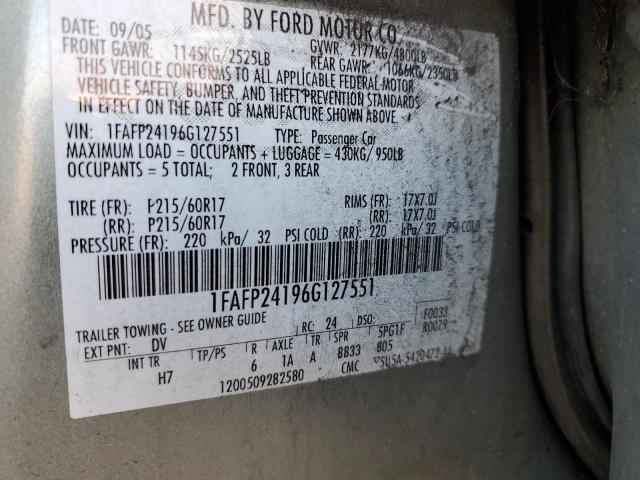 Photo 10 from auction – 2006 FORD FIVE HUNDR with VIN 1FAFP24196G127551