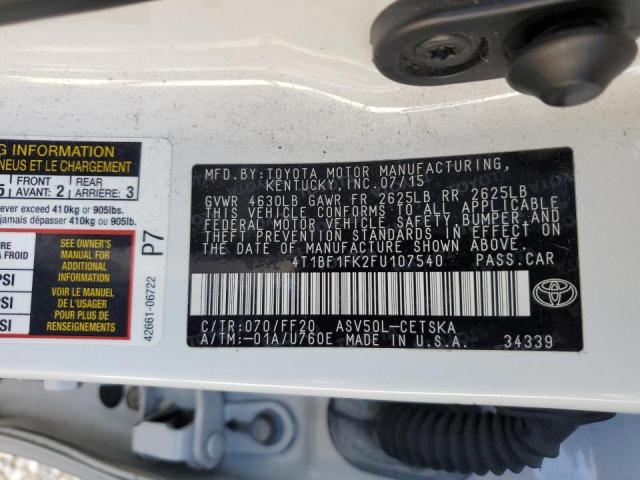 Photo 10 from auction – 2015 TOYOTA CAMRY LE with VIN 4T1BF1FK2FU107540