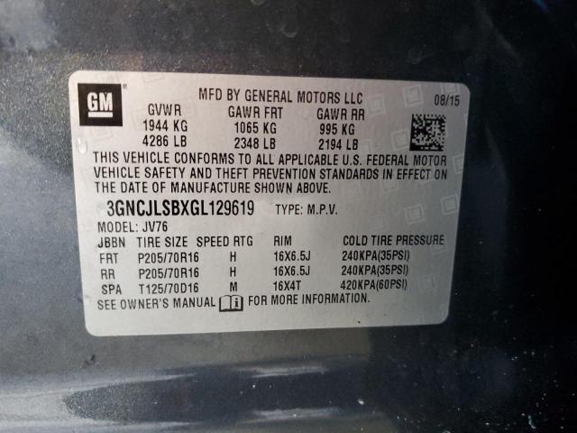 Photo 10 from auction – 2016 CHEVROLET TRAX 1LT with VIN 3GNCJLSBXGL129619