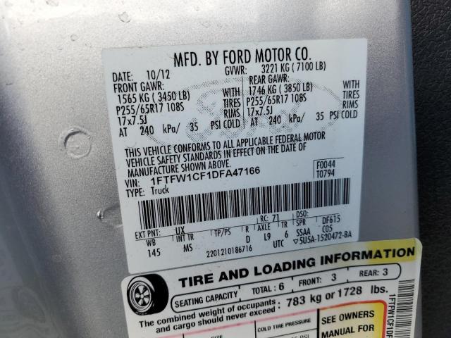 Photo 10 from auction – 2013 FORD F150 SUPER with VIN 1FTFW1CF1DFA47166