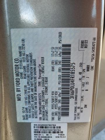 Photo 10 from auction – 2015 FORD FUSION SE with VIN 3FA6P0LU4FR185575