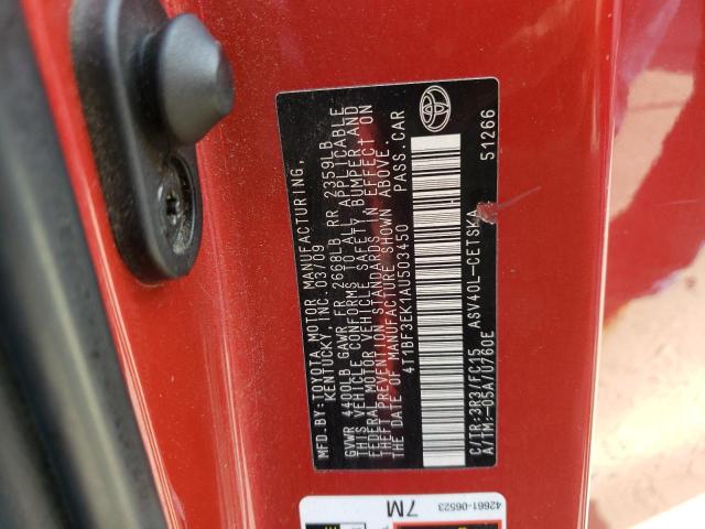 Photo 10 from auction – 2010 TOYOTA CAMRY BASE with VIN 4T1BF3EK1AU503450
