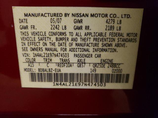 Photo 10 from auction – 2007 NISSAN ALTIMA 2.5 with VIN 1N4AL21E97N474503