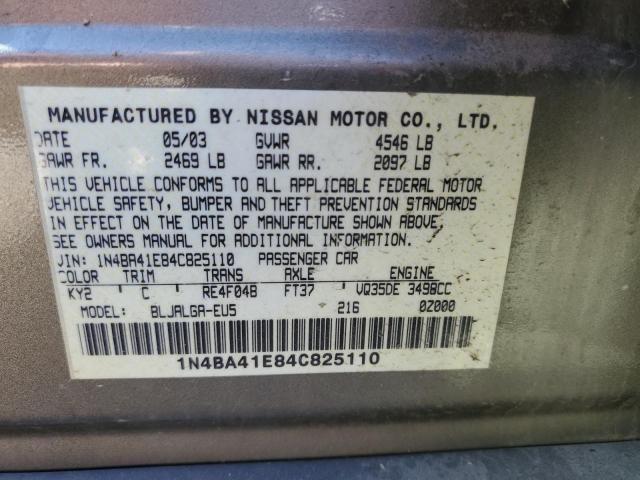 Photo 10 from auction – 2004 NISSAN MAXIMA SE with VIN 1N4BA41E84C825110