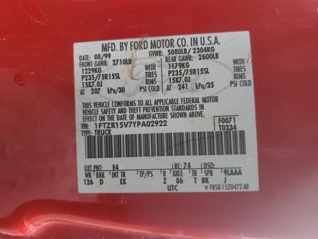 Photo 10 from auction – 2000 FORD RANGER SUP with VIN 1FTZR15V7YPA02922
