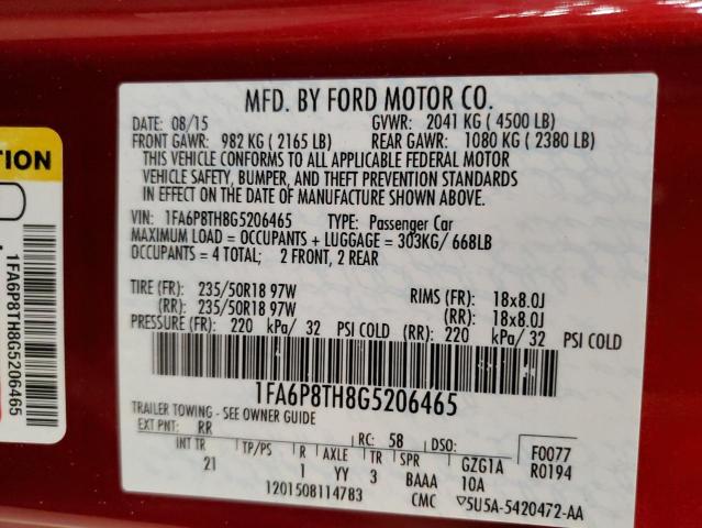 Photo 10 from auction – 2016 FORD MUSTANG with VIN 1FA6P8TH8G5206465