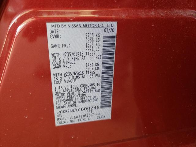 Photo 10 from auction – 2020 NISSAN PATHFINDER with VIN 5N1DR2BN7LC600248