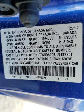 Photo 10 from auction – 2018 HONDA CIVIC LX with VIN 2HGFC4B03JH301141