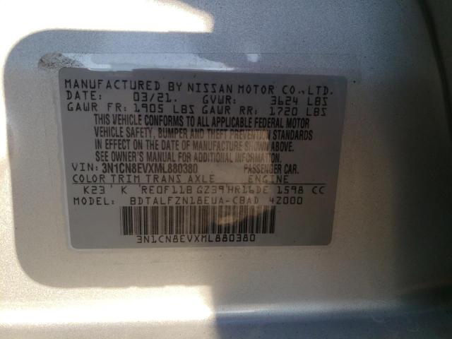 Photo 10 from auction – 2021 NISSAN VERSA SV with VIN 3N1CN8EVXML880380