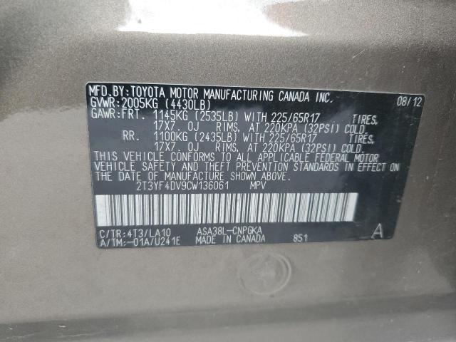 Photo 10 from auction – 2012 TOYOTA RAV4 LIMIT with VIN 2T3YF4DV9CW136061